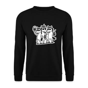 Einhorn Team Party Geburtstag - Unisex Pullover - Schwarz - Vorne - Alina (178cm) & Michal (187cm)