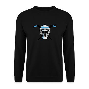 Hockey Goalie Maske Finnland - Unisex Pullover - Schwarz - Vorne - Alina (178cm) & Michal (187cm)