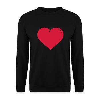 rotes Herz - Unisex Pullover - Schwarz - Vorne - Alina (178cm) & Michal (187cm)