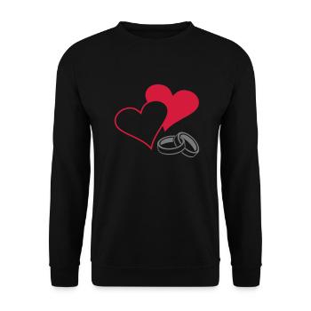 Herzen und Ringe - Unisex Pullover - Schwarz - Vorne - Alina (178cm) & Michal (187cm)