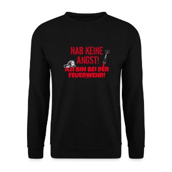 Ich bin bei der Feuerwehr - Unisex Pullover - Schwarz - Vorne - Alina (178cm) & Michal (187cm)