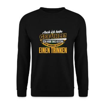 EINEN TRINKEN - Ich habe auch Gefühle - Unisex Pullover - Schwarz - Vorne - Alina (178cm) & Michal (187cm)