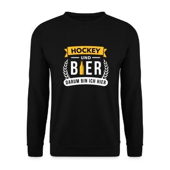 Hockey und Bier darum bin ich hier - Unisex Pullover - Schwarz - Vorne - Alina (178cm) & Michal (187cm)