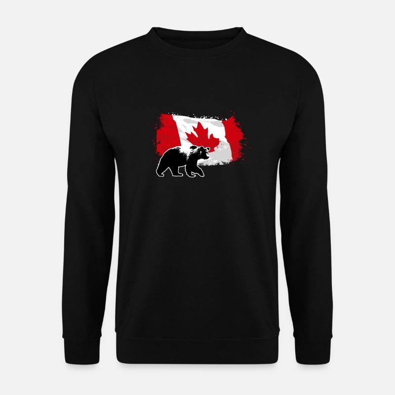 Canada - Grizzly & Flag5 - Unisex Pullover - Schwarz