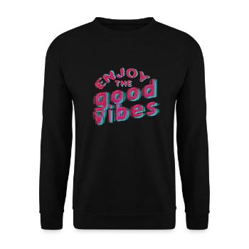 Good Vibes (Schriftzug) 01 - Unisex Pullover - Schwarz - Vorne - Alina (178cm) & Michal (187cm)