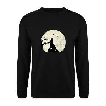 wolf und mond Geschenk - Unisex Pullover - Schwarz - Vorne - Alina (178cm) & Michal (187cm)