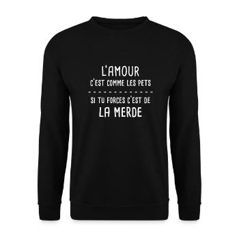 Phrase drôle amour célibataire humour marrant - Sweat-shirt Unisexe - noir - Devant - Alina (178cm) & Michal (187cm)