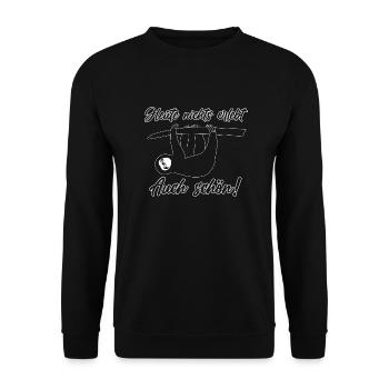 Heute nichts erlebt auch schön Faultier Spruch - Unisex Pullover - Schwarz - Vorne - Alina (178cm) & Michal (187cm)