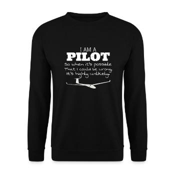 Ich bin ein Pilot Glider Pilot Lustiges Zitat - Unisex Pullover - Schwarz - Vorne - Alina (178cm) & Michal (187cm)