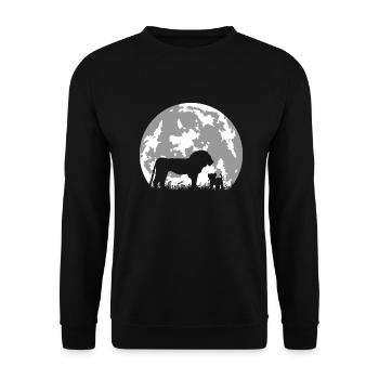 lion and his lion cub in front of full moon - nature - Unisex Sweatshirt - black - Front - Alina (178cm) & Michal (187cm)