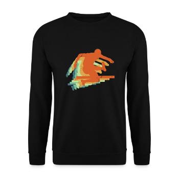 Retro Hurdling Sport, Hürden Track & Field Geschenk - Unisex Pullover - Schwarz - Vorne - Alina (178cm) & Michal (187cm)