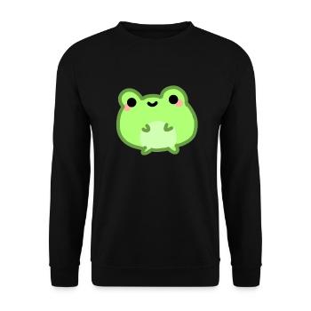 kawaii & glücklicher grüner Frosch froggy - Unisex Pullover - Schwarz - Vorne - Alina (178cm) & Michal (187cm)