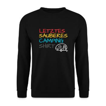 Lustiger Camper Camping Spruch - Unisex Pullover - Schwarz - Vorne - Alina (178cm) & Michal (187cm)