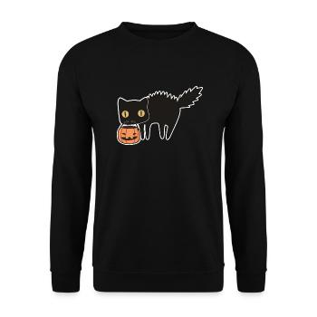 Chat Halloween - Sweat-shirt Unisexe - noir - Devant - Alina (178cm) & Michal (187cm)