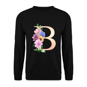 lettre B fleurie - Sweat-shirt Unisexe - noir - Devant - Alina (178cm) & Michal (187cm)