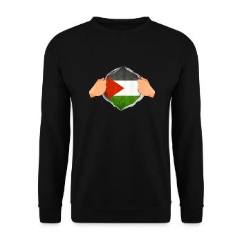 Starkes palästinensisches Helden-Spaßgeschenk - Unisex Pullover - Schwarz - Vorne - Alina (178cm) & Michal (187cm)