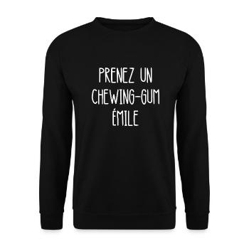 prenez un chewing-gum émile - Sweat-shirt Unisexe - noir - Devant - Alina (178cm) & Michal (187cm)