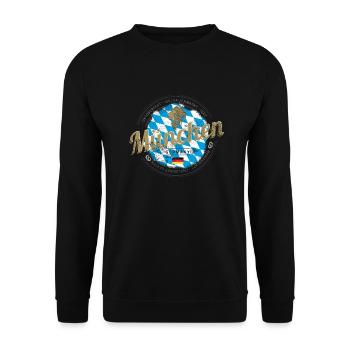 München Bayern Vintage City Deutschland Souvenir - Unisex Pullover - Schwarz - Vorne - Alina (178cm) & Michal (187cm)