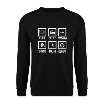 Triathlon Marathon Swim Bike Run - Unisex Sweatshirt - black - Front - Alina (178cm) & Michal (187cm)
