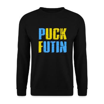 Ukraine | | Puck Futin Fuck Poutine | Anti Poutine - Sweat-shirt Unisexe - noir - Devant - Alina (178cm) & Michal (187cm)