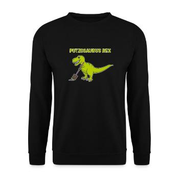 T-Rex Broom Cleaning Putzosaurus - Unisex Sweatshirt - black - Front - Alina (178cm) & Michal (187cm)