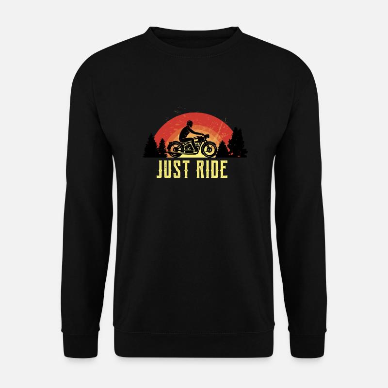Fahr einfach Spruch Motorrad Sonnenuntergang - Unisex Pullover - Schwarz