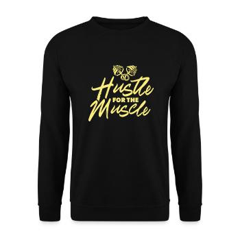 HUSTLE FOR MUSCLE - Unisex Pullover - Schwarz - Vorne - Alina (178cm) & Michal (187cm)