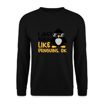 I just like penguins - Unisex Sweatshirt - black - Front - Alina (178cm) & Michal (187cm)