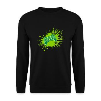 Farbklecks Konsole Retro Controller - Unisex Pullover - Schwarz - Vorne - Alina (178cm) & Michal (187cm)