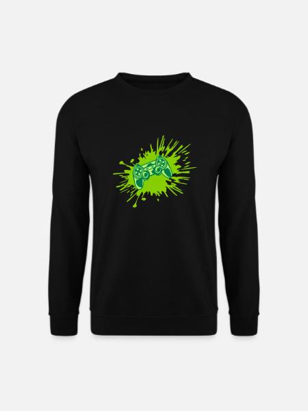 Farbklecks Konsole Retro Controller - Unisex Pullover - Schwarz