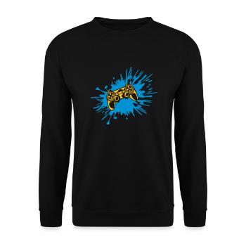 Tropfen Farbklecks Controller Konsole - Unisex Pullover - Schwarz - Vorne - Alina (178cm) & Michal (187cm)