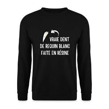 vraie dent de requin blanc faite en résine - Sweat-shirt Unisexe - noir - Devant - Alina (178cm) & Michal (187cm)