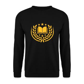 Star Laurel Wreath Open Book - Unisex Sweatshirt - black - Front - Alina (178cm) & Michal (187cm)