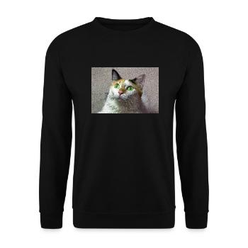 the cat with the sweet look - Unisex Sweatshirt - black - Front - Alina (178cm) & Michal (187cm)