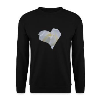 White Rose Heart - Unisex Sweatshirt - black - Front - Alina (178cm) & Michal (187cm)