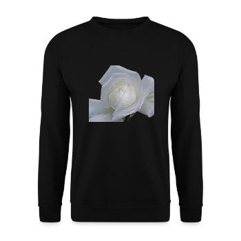 rose weiss - Unisex Pullover - Schwarz - Vorne - Alina (178cm) & Michal (187cm)