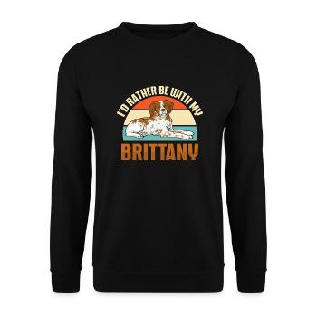 French Brittany Spaniel Epagneul Breton Gift - Unisex Sweatshirt - black - Front - Alina (178cm) & Michal (187cm)