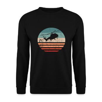 Helikopter Hubschrauber Vintage Pilot - Unisex Pullover - Schwarz - Vorne - Alina (178cm) & Michal (187cm)