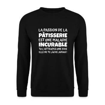 passion pâtisserie / cadeau humour patissière - Sweat-shirt Unisexe - noir - Devant - Alina (178cm) & Michal (187cm)