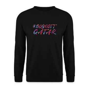 BOYKOTT KATAR - Unisex Sweatshirt - black - Front - Alina (178cm) & Michal (187cm)