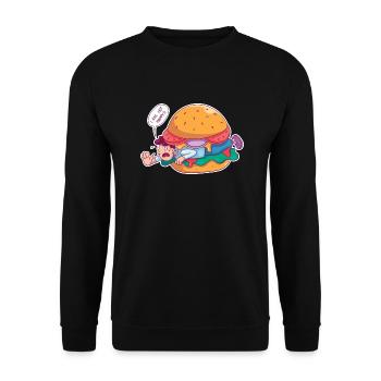 Burger essen Zutat Männer Burger essen Zutat Männe - Unisex Pullover - Schwarz - Vorne - Alina (178cm) & Michal (187cm)