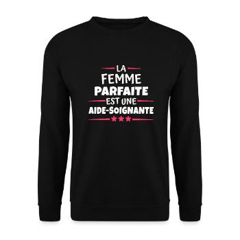 la femme parfaite est aide-soignante - Sweat-shirt Unisexe - noir - Devant - Alina (178cm) & Michal (187cm)