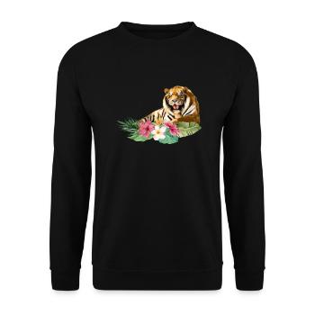 Tiger, Tropical Animal, Big Cat - Unisex Sweatshirt - black - Front - Alina (178cm) & Michal (187cm)