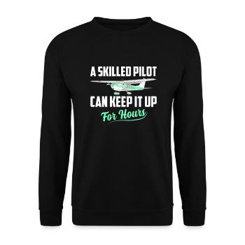 A Skilled Pilot Can Keep It Up For Hours Aviation - Unisex Sweatshirt - black - Front - Alina (178cm) & Michal (187cm)