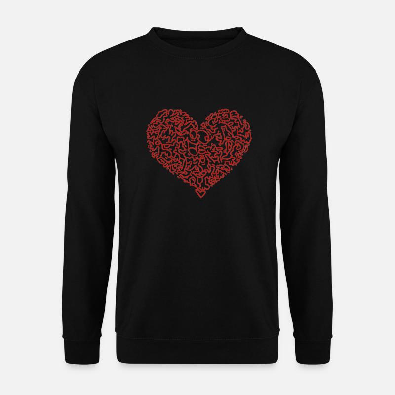 Doodle rotes Herz - Unisex Pullover - Schwarz
