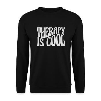 therapy is cool Zitat - Unisex Pullover - Schwarz - Vorne - Alina (178cm) & Michal (187cm)