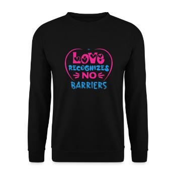 L’AMOUR NE RECONNAÎT AUCUNE BARRIÈRE - Sweat-shirt Unisexe - noir - Devant - Alina (178cm) & Michal (187cm)