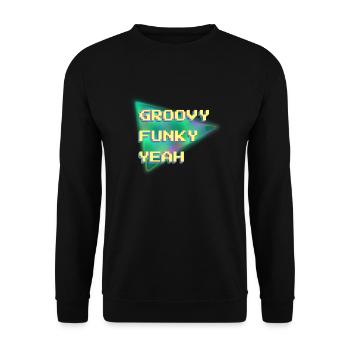 Groovy Funky oui Cool 90s Design Pixel Art - Sweat-shirt Unisexe - noir - Devant - Alina (178cm) & Michal (187cm)