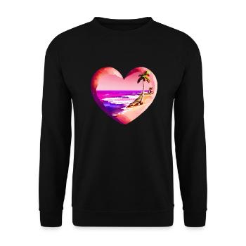 Strand Sonne Sommerurlaub Palme Insel Palmen - Unisex Pullover - Schwarz - Vorne - Alina (178cm) & Michal (187cm)