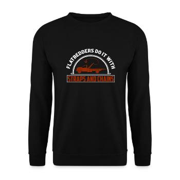 Flatbedders Do It With Straps And Chains Tow Truck - Unisex Pullover - Schwarz - Vorne - Alina (178cm) & Michal (187cm)